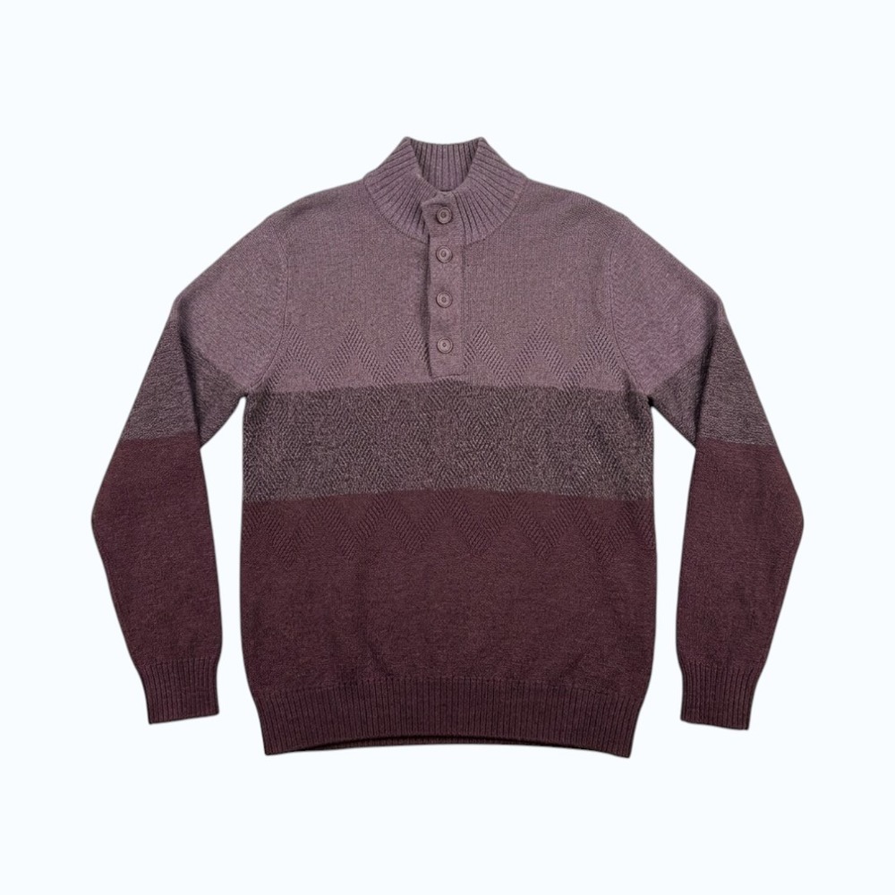 Henley Sweater Shirt Burgundy Brown Medium Grandpa‎ Core Fall Winter